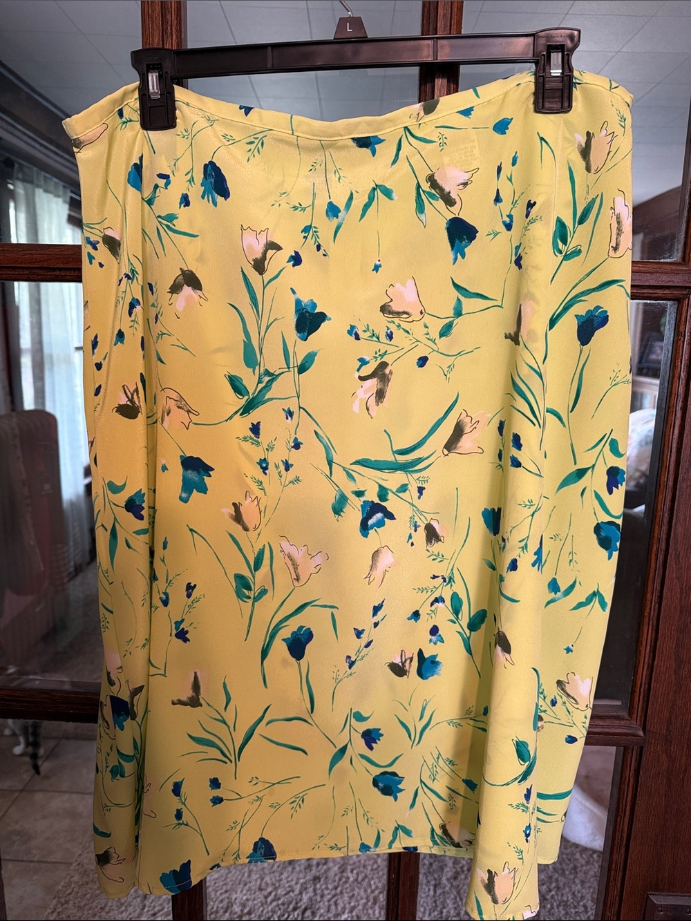 Kathie Lee Yellow Floral Midi Skirt Plus Size 18W 20W Vintage Style Pencil Skirt
